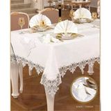 Gülse 12 Kişilik 26 Parça 160 × 220 Cm Runner Krem Lüks Çeyizlik Yemek Takımı Masa Seti