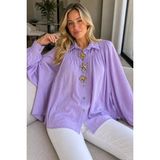 Gülseli Kadın Aksesuarlı Uzun Kol Gömlek P-00022660 - Standart - Lila