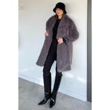 Gülseli Kadın Astarlı Kürklü Uzun Mont P-00018371 - Standart - Füme