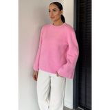 Gülseli Kadın Bisiklet Yaka Kol Işlemeli Triko Kazak (S-M-L-Xl Beden Uyumludur.) P-00018913 - Pembe - Standart