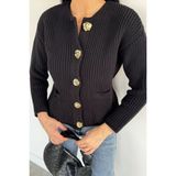 Gülseli Kadın Çift Cepli Triko Ceket P-00019175 - Siyah - Standart