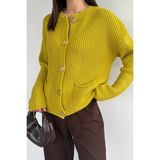 Gülseli Kadın Çift Cepli Triko Ceket P-00019175 - Standart - Yağ Yeşili