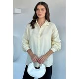 Gülseli Kadın Çizgi Desenli Salaş Gömlek P-00022017 - Standart - Sarı