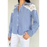 Gülseli Kadın Dantel Detaylı Gömlek P-00020569 - Saks Mavi
