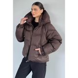 Gülseli Kadın Kapüşonlu Iç Astarlı Bilek ve Bel Lastikli Şişme Mont P-00018670 - 38 - Kahve