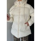 Gülseli Kadın Kapüşonlu Iç Astarlı Şişme Mont P-00019025 - 38 - Krem