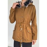 Gülseli Kadın Kapüşonlu Içi Peluş Mont P-00013573 - 38 - Camel