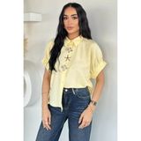 Gülseli Kadın Kol Lastikli Düğme Aksesuarlı Gömlek P-00021775 - 44 - Sarı