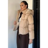 Gülseli Kadın Ön Çıtçıtlı Kapüşonlu Şişme Mont P-00019837 - 40 - Bej