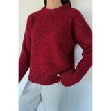 Gülseli Kadın Simli Triko Kazak P-00020198 - Bordo