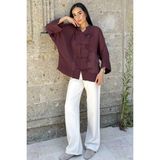 Gülseli Kadın Tarz Düğme Detaylı Salaş Gömlek P-00022909 - Standart - Koyu Bordo