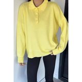 Gülseli Kadın Yarım Düğmeli Triko Kazak P-00018996 - Sarı - Standart