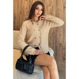Gülseli Yumoş Iplik Sakallı Triko Ceket - L - XL - Bej