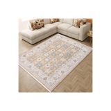 GÜLSEV HOME(1599) VİNTAGE, ETNİK DESENLİ SANATSAL CROSS DOKUMA SALON VE OTURMA ODASI HALISI ALTIN 170 x 250