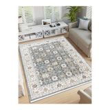 GÜLSEV HOME(1607) VİNTAGE, ETNİK DESENLİ SANATSAL CROSS DOKUMA SALON VE OTURMA ODASI HALISI GRİ 170 x 250
