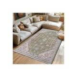 GÜLSEV HOME(1641) VİNTAGE, ETNİK DESENLİ SANATSAL CROSS DOKUMA SALON VE OTURMA ODASI HALISI YEŞİL 200 x 290
