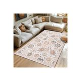 GÜLSEV HOME(1647) VİNTAGE, ETNİK DESENLİ SANATSAL CROSS DOKUMA SALON VE OTURMA ODASI HALISI BEJ 80 x 150