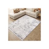GÜLSEV HOME(1661) VİNTAGE, ETNİK DESENLİ SANATSAL CROSS DOKUMA SALON VE OTURMA ODASI HALISI KREM 170 x 250