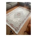 GÜLSEV HOME(364) GÖKKUŞAĞI, MELODİ İPEKSİ YÜN TUŞELİ TRİKO AKRİLİK OTURMA ODASI VE SALON HALISI BEJ 160 x 230