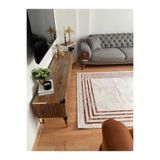 GÜLSEV HOME(376) GÖKKUŞAĞI, MELODİ İPEKSİ YÜN TUŞELİ TRİKO AKRİLİK OTURMA ODASI VE SALON HALISI BEJ 160 x 230