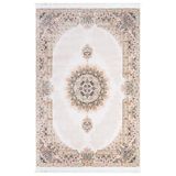 GÜLSEV HOME(483) HANZADE, OSMANLI MELODİ İPEKSİ YÜN TUŞELİ TRİKO AKRİLİK SARAYLI OTURMA ODASI VE SALON HALISI KEMİK 240 x 340