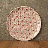 Gültaş Melamin 25 cm Melamin Büyük Pasta Tabağı 12 Adet Desen : Bahar Bordo - 25 x 25 cm