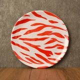 Gültaş Melamin 25 cm Melamin Büyük Pasta Tabağı 12 Adet Desen : Kırmızı Zebra - 25 x 25 cm