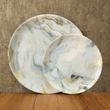 Gültaş Melamin 6 Küçük (17,5 Cm) + 6 Büyük (25 Cm) Melamin Pasta Tabağı Desen : Mermer