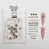 Gültekin 48LI Yıldız ve Kurdela Metal Tırnak Süsleme Charm Nail Art Charm Taşları WN-520
