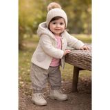 Gültekin Bebe Kumru Kız Kapşonlu Peluş Ceket 3 Lü Takım 6-18 AYLIK-4469503 - Krem - 6 - 9 Ay