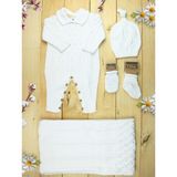 Gültekin Bebe Zeni Triko Bebek 5 Li Tulum Seti Yenidoğan Bebek Takım Kutulu 3034 Beyaz