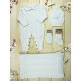Gültekin Bebe Zeni Triko Bebek 5 Li Tulum Seti Yenidoğan Bebek Takım Kutulu 3034 Krem