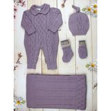 Gültekin Bebe Zeni Triko Bebek 5 Li Tulum Seti Yenidoğan Bebek Takım Kutulu 3034 Mor