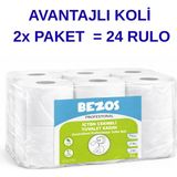 Gültekin Bezos Profesyonel Içten Çekmeli Tuvalet Kağıdı 24 Rulo | Mini Cimri | 2 Katlı %100 Selüloz