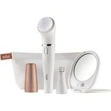 Gültekin Braun Face 831 Yüz Epilatörü Yüz Temizleme Cihazı Özel Seri, Çanta ve Peeling Fırça Başlığı Dahil, Beyaz