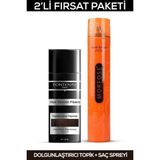 Gültekin Fontenay Saç Dolgunlaştırıcı Keratin Fibers Koyu Kahve Topik Saç Tozu 50GR + Saç Spreyi 400ML 2'li S Renkli
