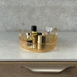 Gültekin Makyaj Organizeri Kozmetik Aksesuar Düzenleyici Kozmetik Vitrini Yuvarlak (Amber Sarı)