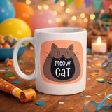 Gültekin Meow Cat – Sevimli Kedi Tasarımlı Porselen Kupa Model 66 Eğlenceli Kahve & Çay Kupası Hediy