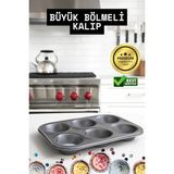 Gültekin Mini Çocuklar Için Cupcake Fırın Kalıbı 6 Büyük Bölmeli Muffin Kek Kalıbı