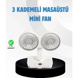 Gültekin Sessiz Çalışan USB Şarjlı Çift Kafalı Masaüstü Fan – Ev ve Ofis Için