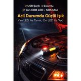 Gültekin USB Şarjlı Zoomlu Mini El Feneri Q5 Güçlü Işık Yan Cob LED Sos Mod Kutulu Acil Durum Işığı