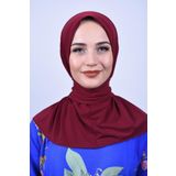 Gültopu Eşarp & Şal Kadın Tesettür Çıtçıtlı Boyunluk Hijap Bone Şal - Bordo