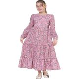 Gülücük Kids G00662-423 Kız Çoçuk Empirme Çicekli Elbise - Gülücük - Pembe - ST00662-PEMBE-13 Yaş - Yeşil - 10 Yaş
