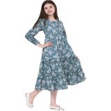 Gülücük Kids G00662-423 Kız Çoçuk Empirme Çicekli Elbise - Gülücük - Yeşil - ST00662-YEŞIL-13 Yaş - 10 Yaş