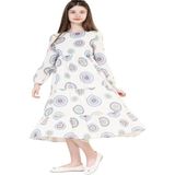 Gülücük Kids G01602-429 Kız Çocuk Keten Desenli Elbise - Gülücük - Beyaz - ST01602-BEYAZ-12 Yaş - 10 Yaş