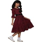 Gülücük Kids Kız Çocuk Çiçekli Şifon Elbise 854 - Bordo - 10 Yaş