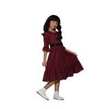 Gülücük Kids Kız Çocuk Çiçekli Şifon Elbise 854 - Bordo - 7 YAŞ