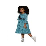Gülücük Kids Kız Çocuk Çiçekli Şifon Elbise 854 - Mavi - 12 Yaş