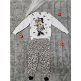 Gülücük Kız Çocuk Minnie Desenli Leopar Taytlı Takım - Açık Mavi - 2 - 3 Yaş