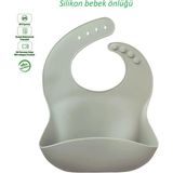 Gülümse Bebek Silikon Mama Önlüğü-Gri Renk - GRİ